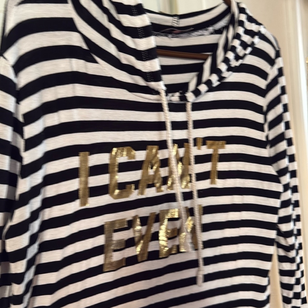 I Can’t Even Stripe Long Sleeve Hoodie Sweater